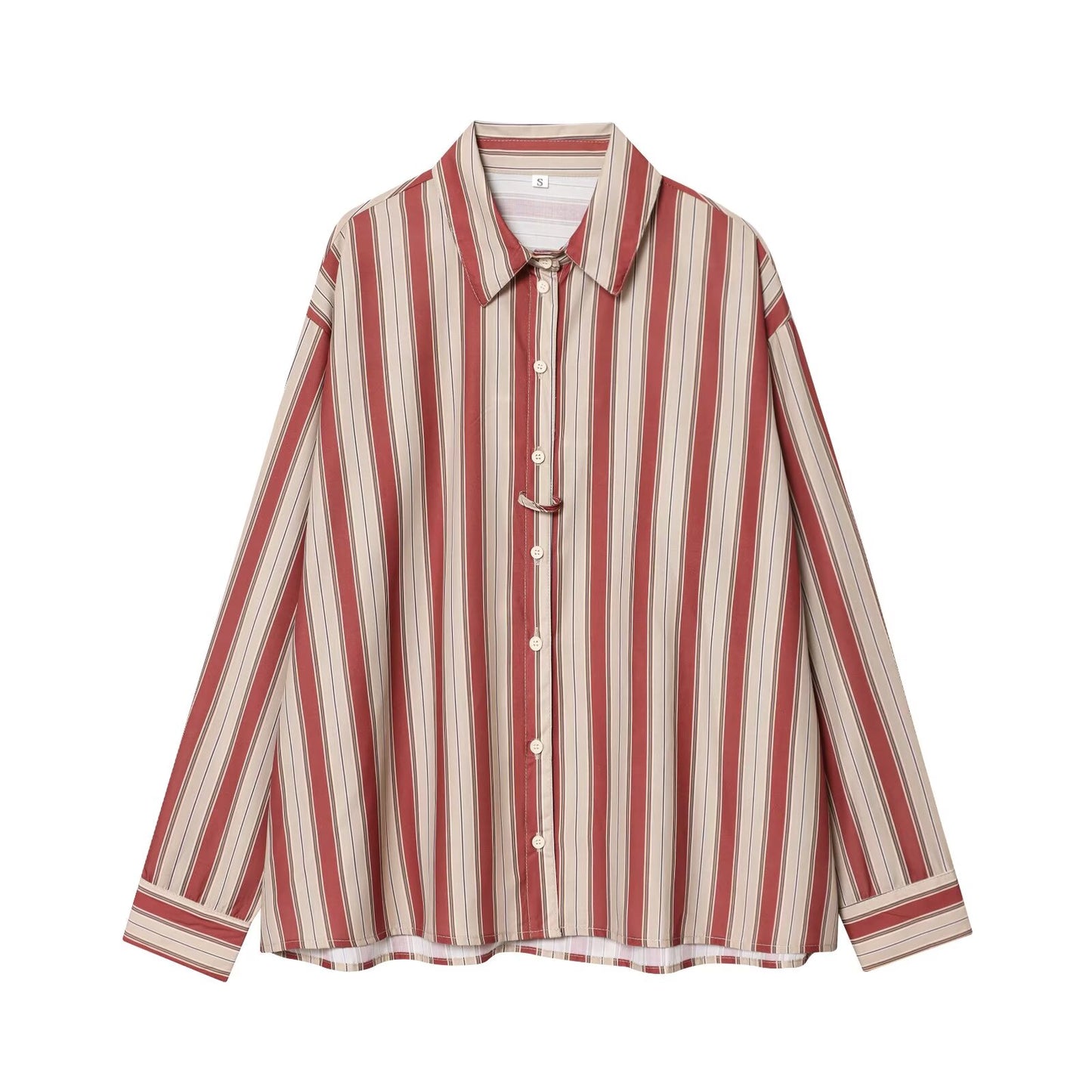 Women's new fashion back strap loose striped shirt
