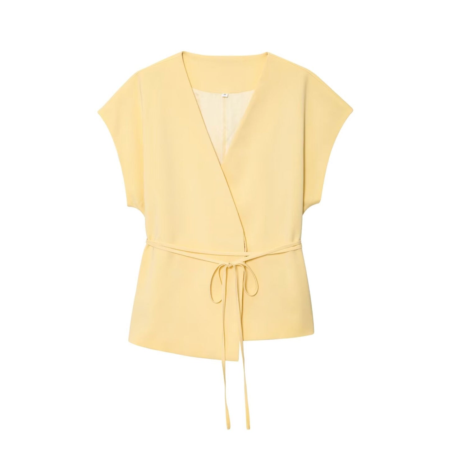 Women's new fashion with Belt casual linen blend V-neck vest+Pants suit