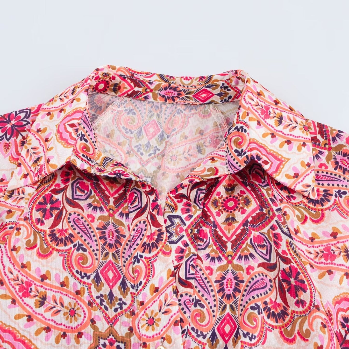 Women's new chic Fashion With Belt loose shirt style printed MIDI dress retro long sleeved button up women's dress Mujer