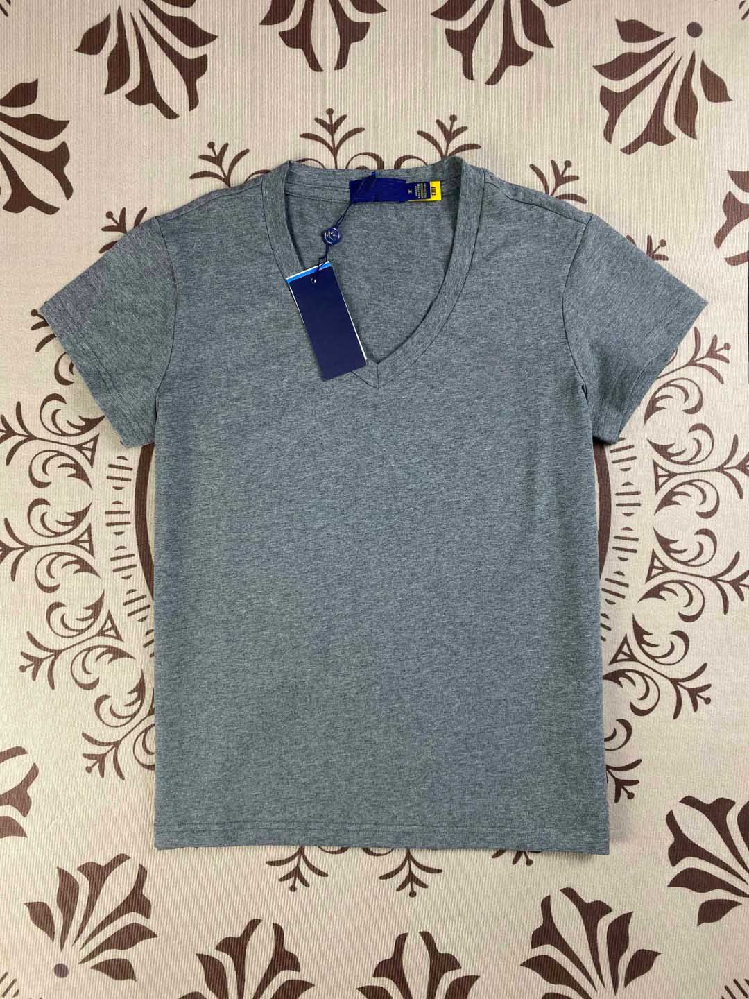 Women's New Fashion Casual Joker Embroidered Cotton V-neck Slim Short Sleeve T-shirt