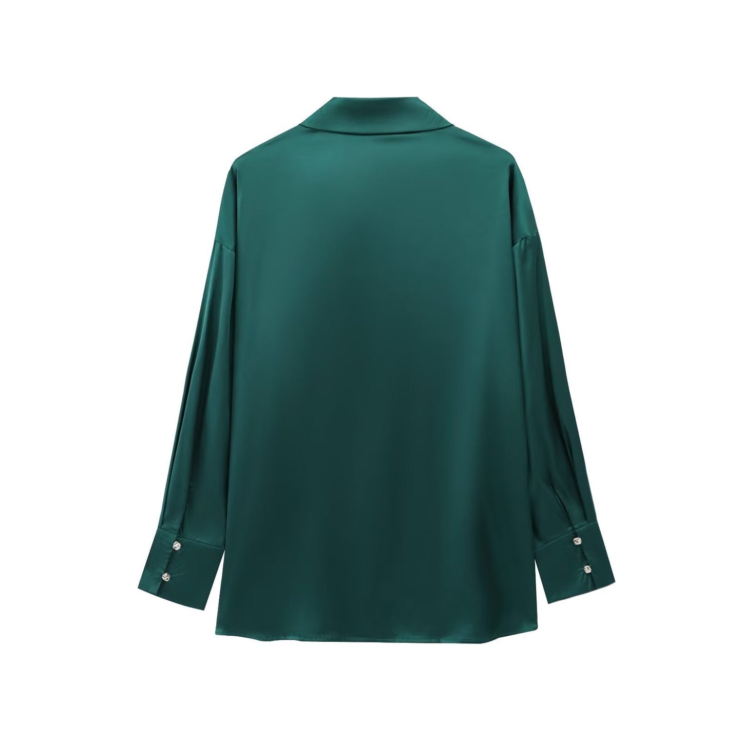 Women's new fashion casual single breasted shirt long sleeved satin textured shirt