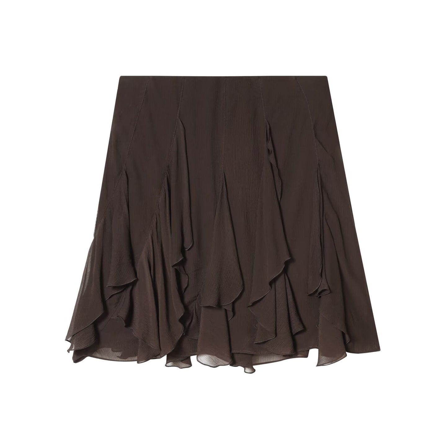 Women's asymmetrical ruffle edge draped mini skirt