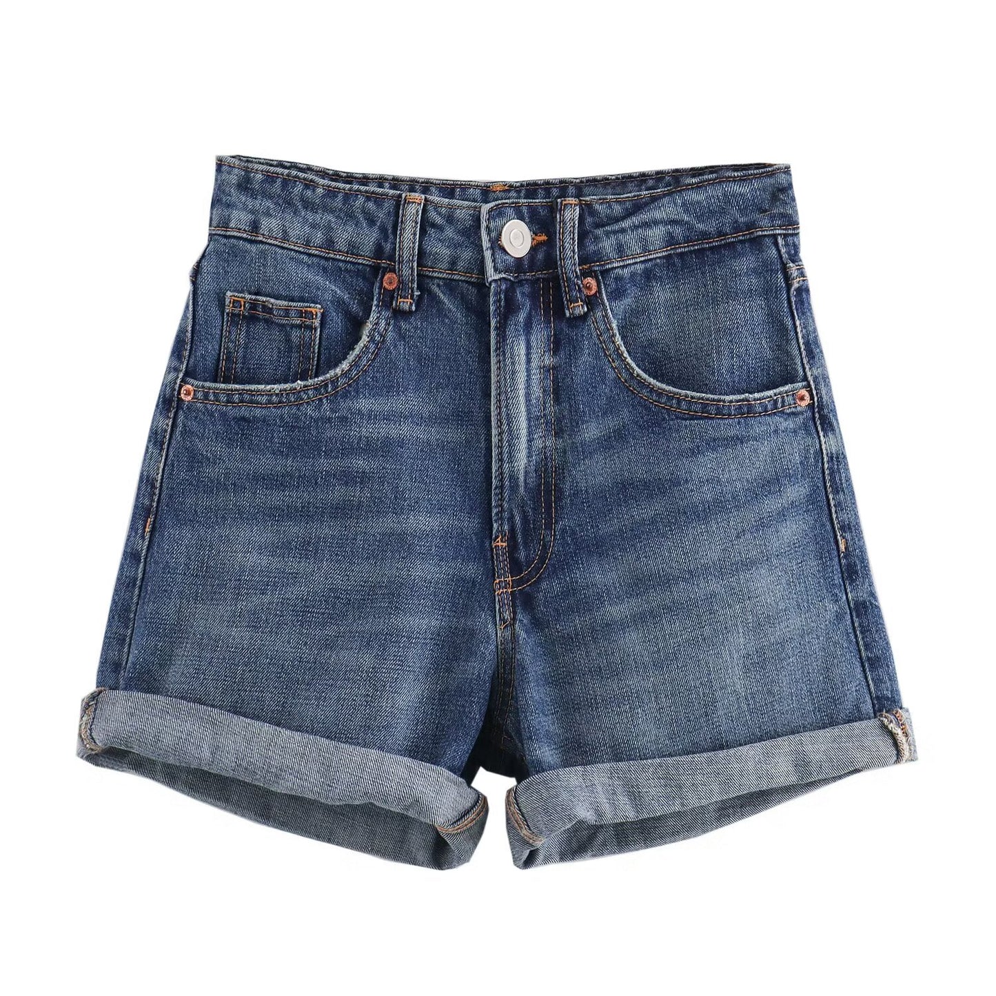Ladies' 2025 new Fashion loose side pocket casual high waisted denim shorts