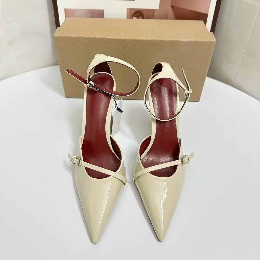 Women's New Fashion Temperament Joker Pointed Buckle Decoration Word with Stiletto Sandals.