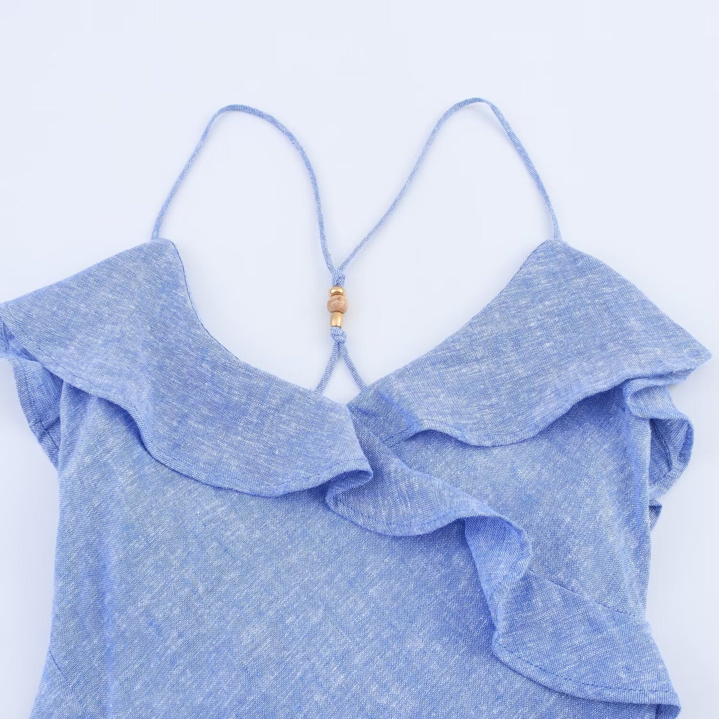 Women's summer new layered decoration slim suspender MIDI dress