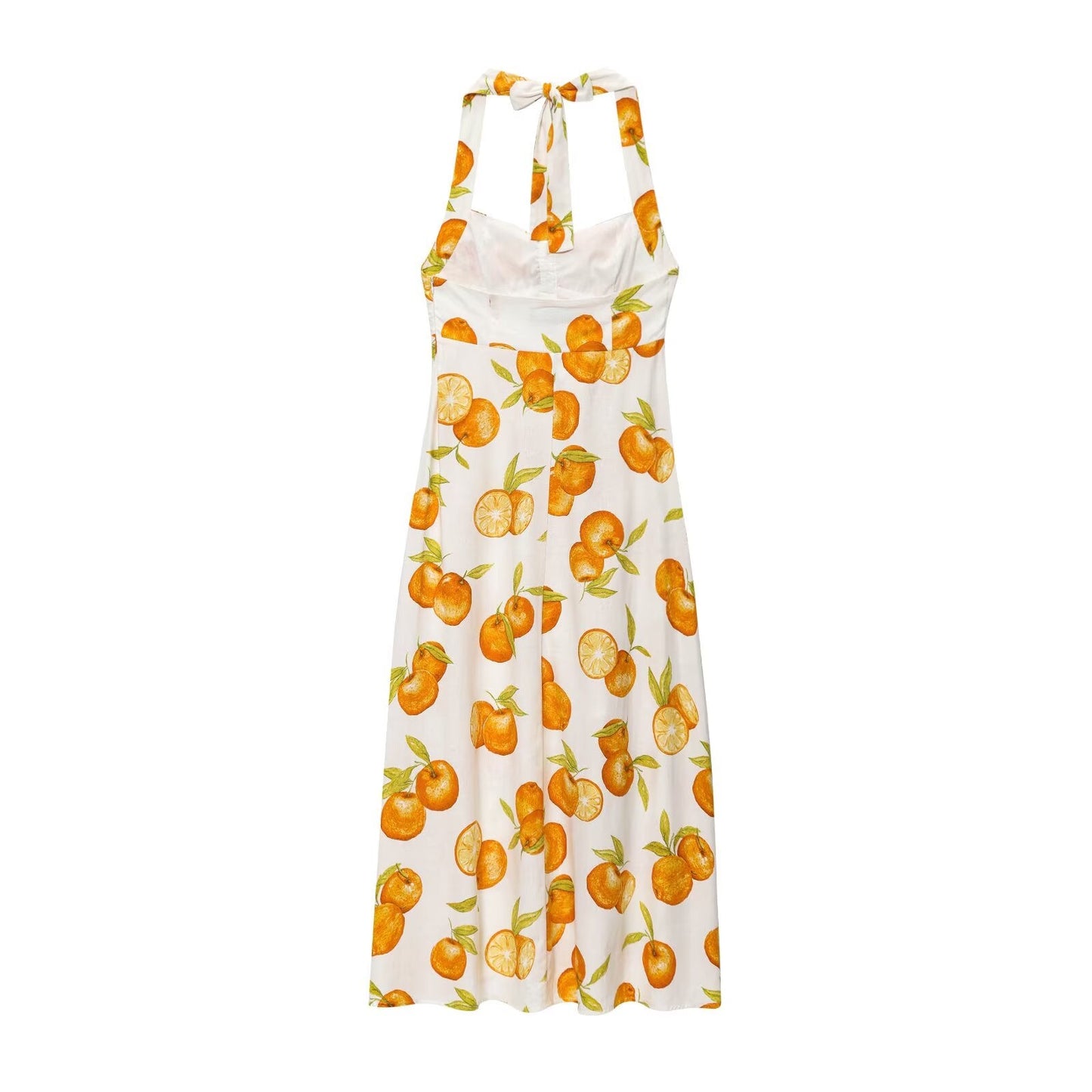 Women's Sweet Fashion Comfortable Printed Hanging Collar Midi Dress