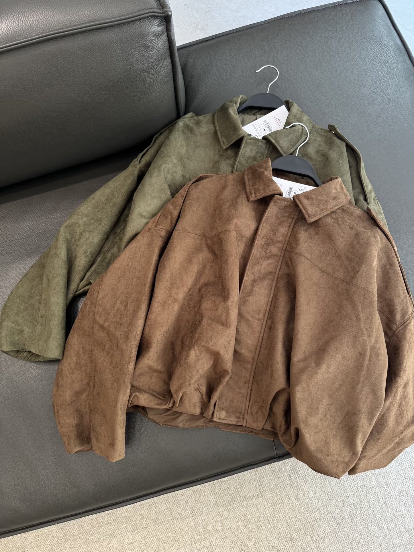 Women's new fashion casual Lapel suede Leather flight jacket Coat