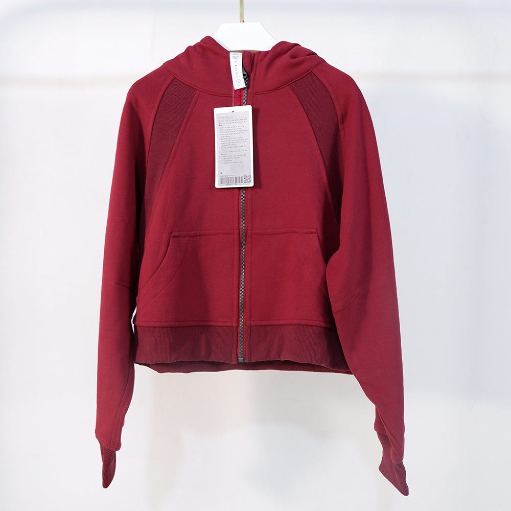 Women's Autumn and Winter New Sports Outdoor Quick-drying Yoga Clothes Slim Short Ladies Cardigan Hooded Sweater Loose Coat