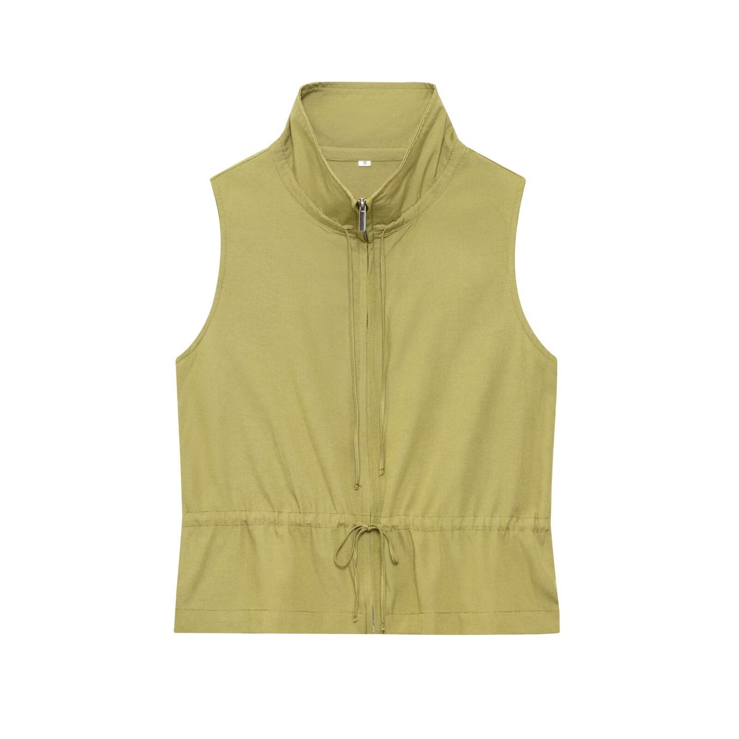 Women's new fashion with drawstring sleeveless stand collar vest+Pants suit