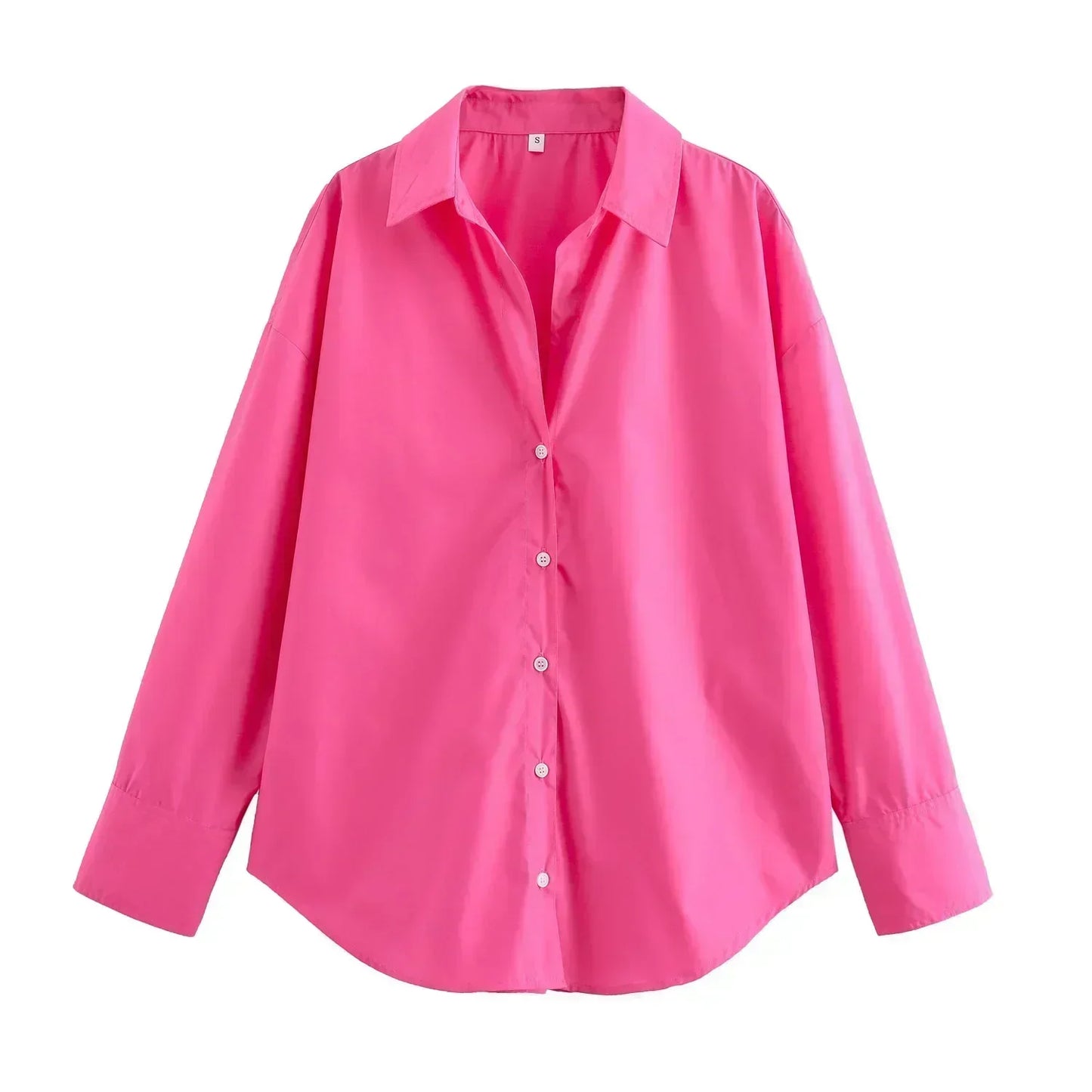 Women's 2024 New Fashion Loose Basic Style Casual Poplin Shirt Retro Long Sleeve Button up Women's Shirt Unique Top