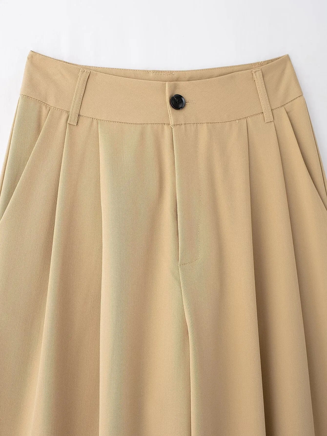 Women's new Fashion pleated decoration loose side pocket casual versatile wide leg pants retro high waisted zipper women's pants