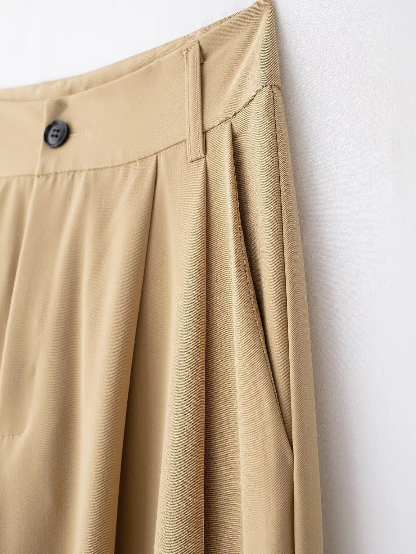 Women's new Fashion pleated decoration loose side pocket casual versatile wide leg pants retro high waisted zipper women's pants