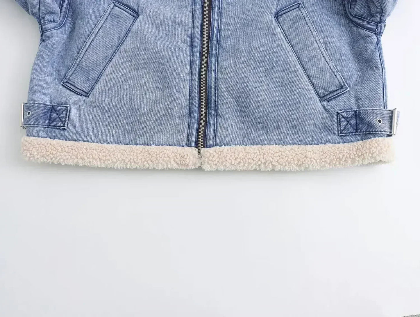 Women New Fashion Washing effect Double sided Denim Jacket Coat Vintage Long Sleeve zipper Female Outerwear