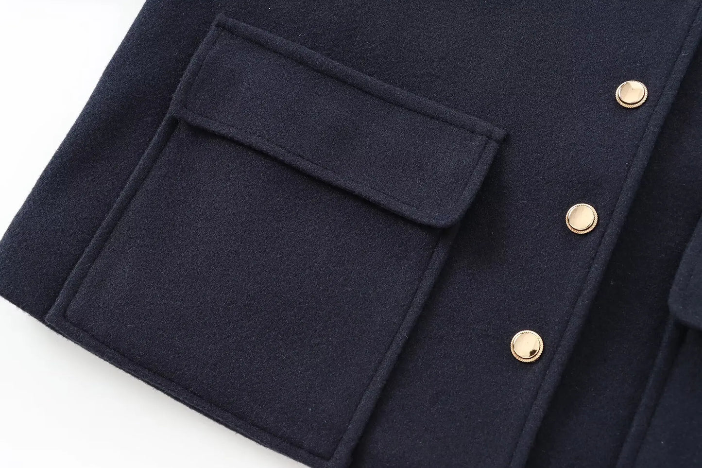 Women's new Fashion flip pocket decoration short single breasted soft texture jacket retro long sleeved women's coat chic top