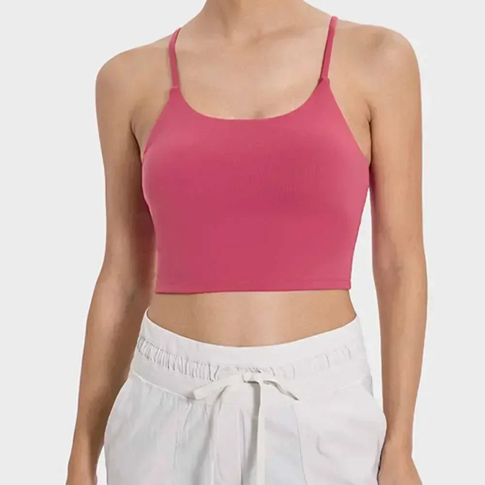 Summer New Sports Yoga Vest Women With Chest Pad Thin Belt Back Fitness Top Sling Yoga Clothes.