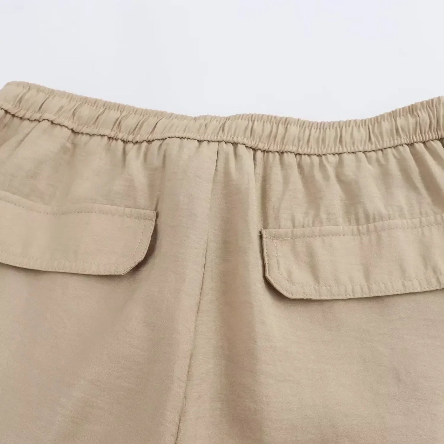 Women's new Fashion side pocket decoration loose casual versatile pants retro elastic waist drawstring Ankle pants Mujer