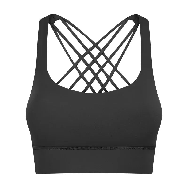 New Fitness Sports Bra Women's High-strength Cross-back Shock-proof Gathered Sports Bra