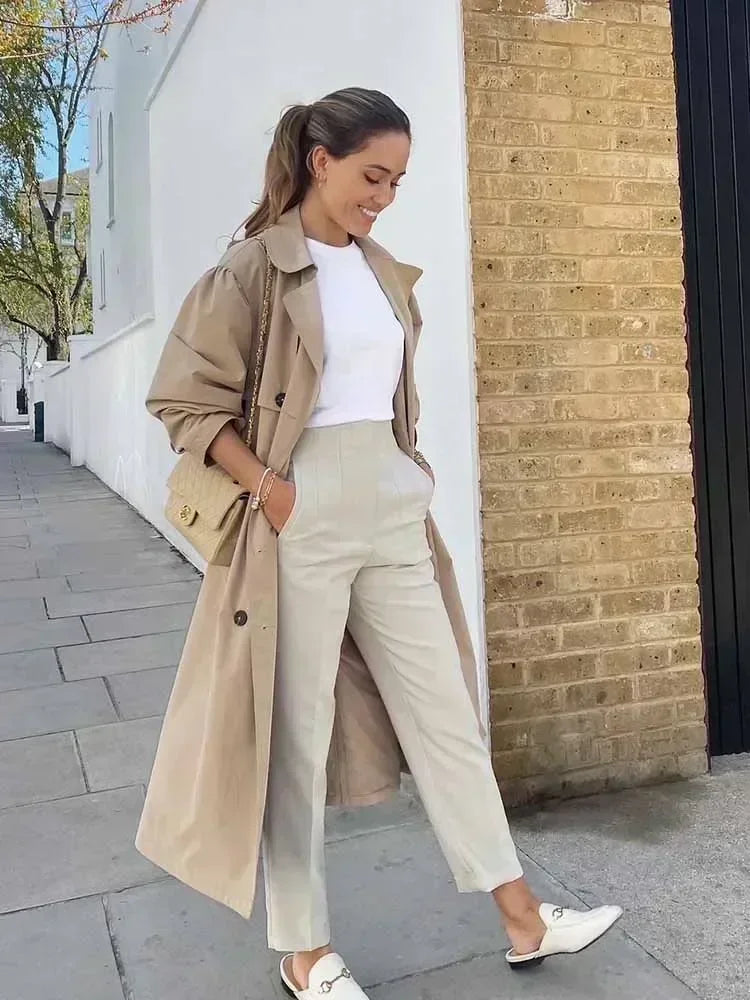 Woman Pants 2023 Chic Fashion Office Wear Pants For Women Vintage High Waist Zipper Fly Female Ankle Trousers Mujer