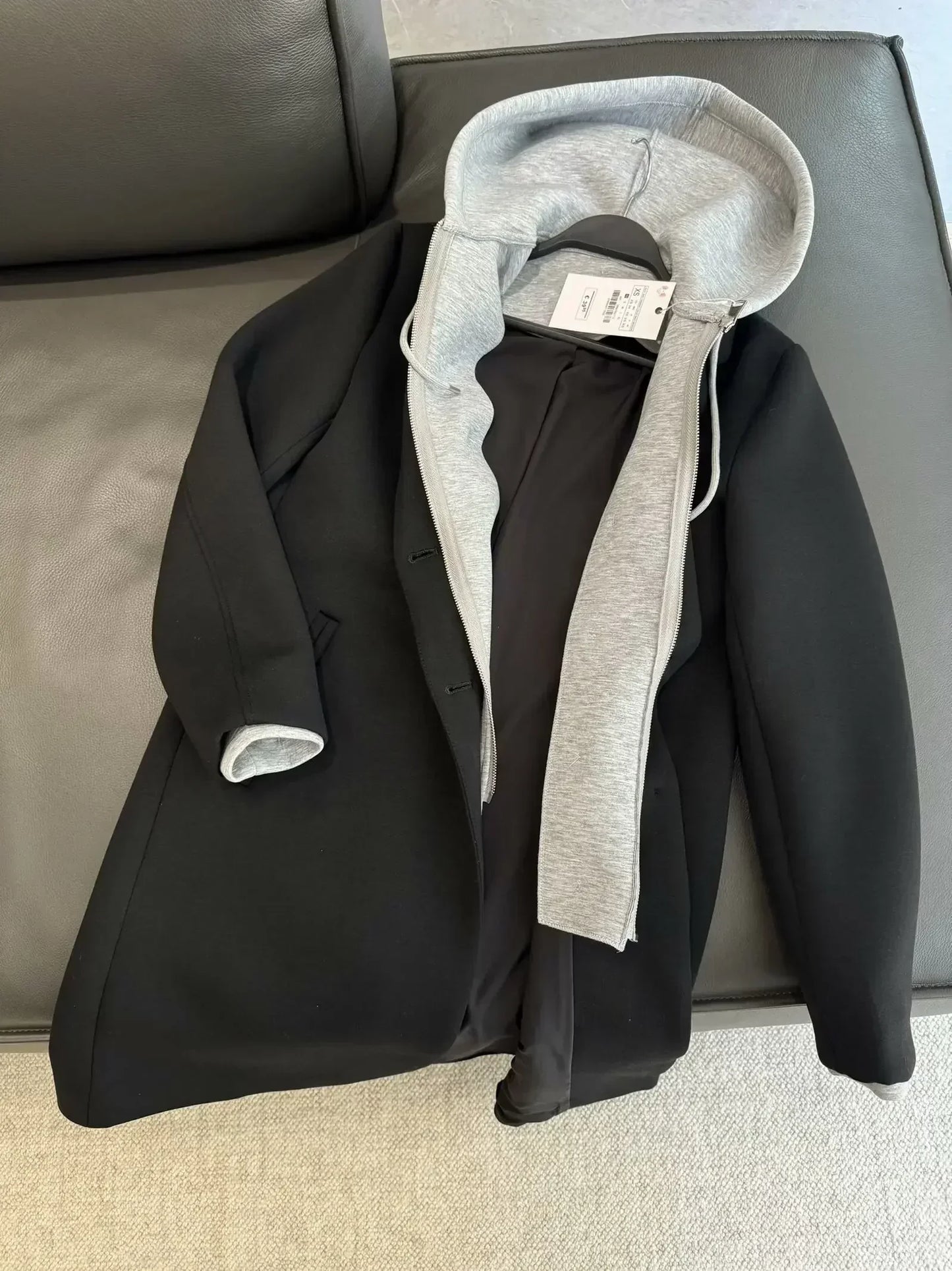 Women's winter new Fashion detachable hooded design loose single breasted patchwork coat retro long sleeved Female coat chic top