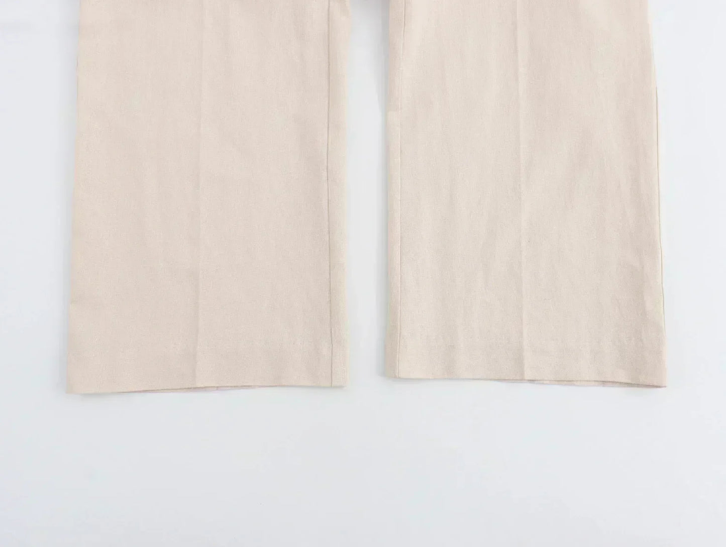 Women's New Fashion Loose Side Pocket Linen Blended Straight Leg Casual Pants Retro Elastic Waist Drawstring Women's Pants