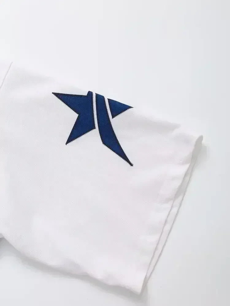 Women's 2024 New Fashion Print Letter Decoration Loose Short sleeved Tshirt Retro Casual O Neck Tee Shirt Tops Mujer