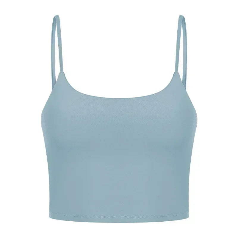 Summer New Sports Yoga Vest Women With Chest Pad Thin Belt Back Fitness Top Sling Yoga Clothes.