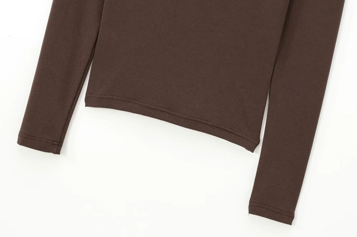 Women's new fashion elastic slim versatile cotton T-shirt top retro half high neck long sleeved women's pullover shirt chic top