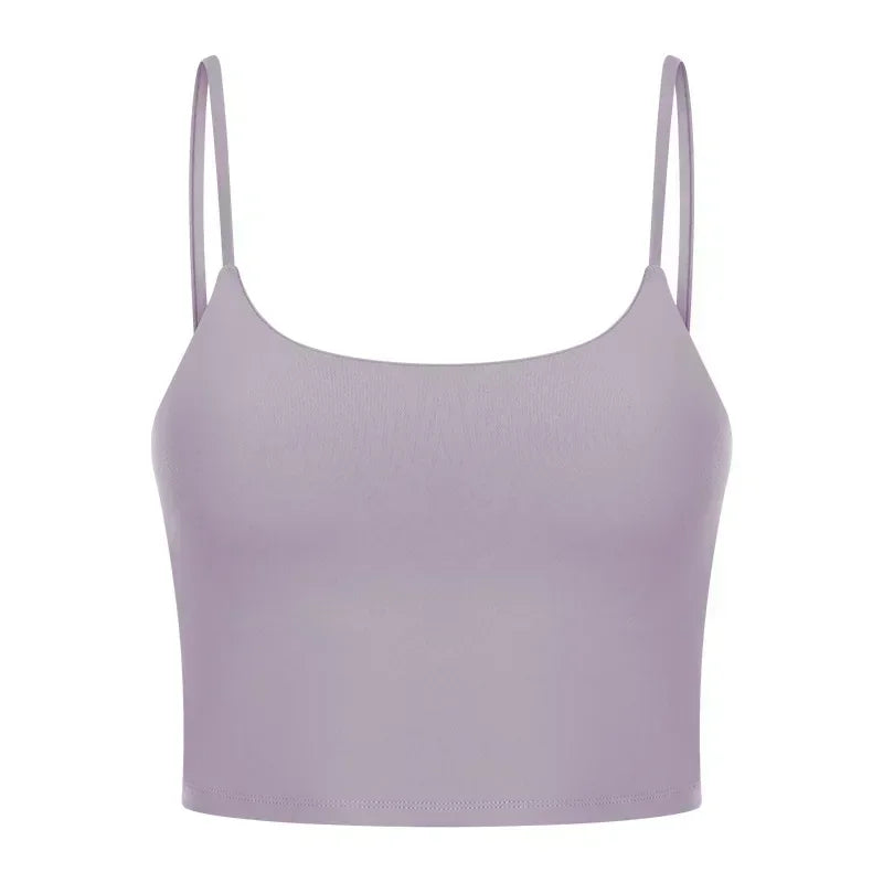 Summer New Sports Yoga Vest Women With Chest Pad Thin Belt Back Fitness Top Sling Yoga Clothes.