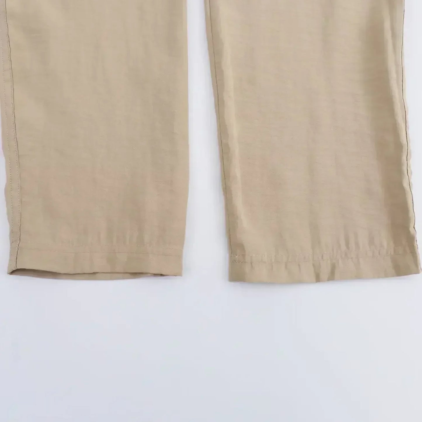 Women's new Fashion side pocket decoration loose casual versatile pants retro elastic waist drawstring Ankle pants Mujer