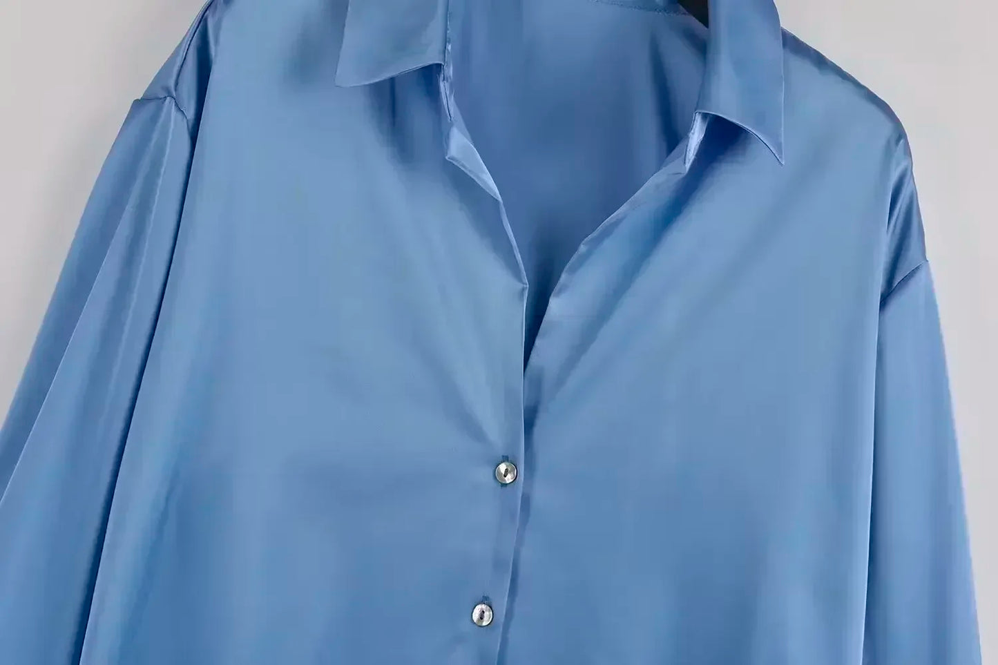 Women's 2024 new fashion multi-color loose satin shirt casual Lapel shirt retro long sleeved button up women's shirt chic top