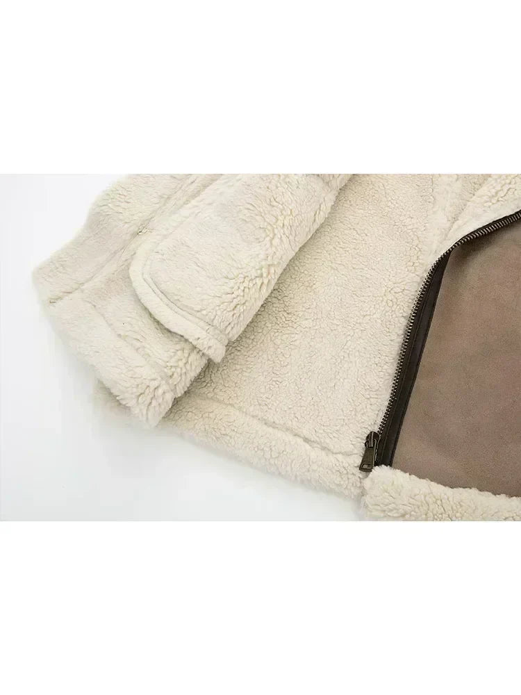 Women 2024 autumn New Fashion Fleece stitching vest Vintage Sleeveless  Pockets Female Waistcoat Chic Tops