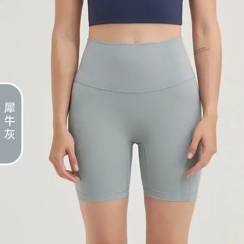 Double-sided sanding yoga pants female Europe and the United States high waist hip peach hip sports shorts fitness pants three-p