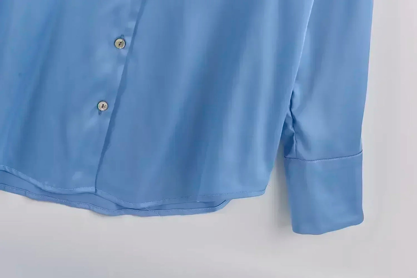 Women's 2024 new fashion multi-color loose satin shirt casual Lapel shirt retro long sleeved button up women's shirt chic top