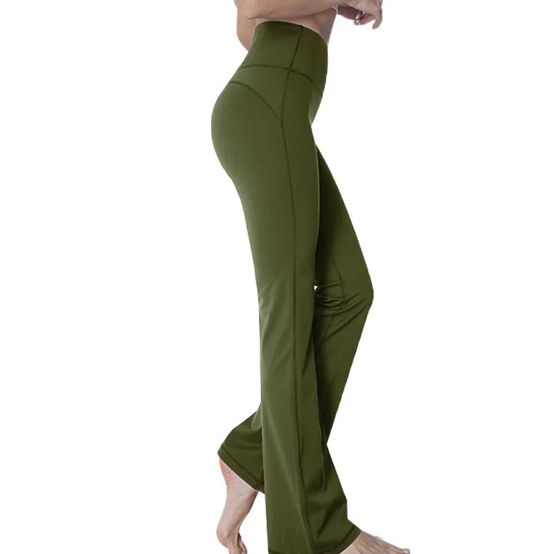 Women's Loose High Waist Yoga Bell Bottoms for Women's Fitness and High Elasticity Outdoor Yoga Pants.