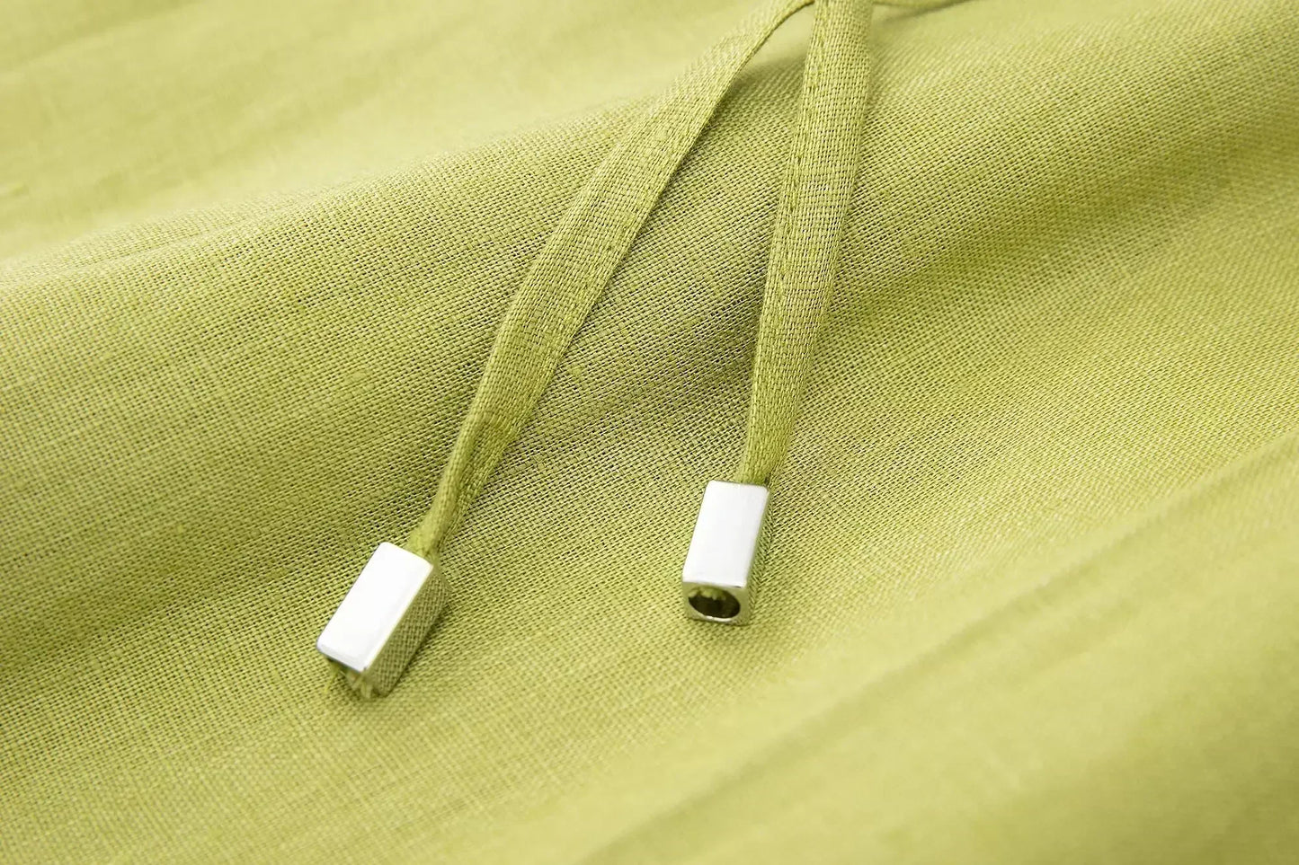 Women's New Chic Fashion Loose Side Pocket Linen Blended Wide Leg Pants Retro Elastic Waist Drawstring Women's Pants Mujer