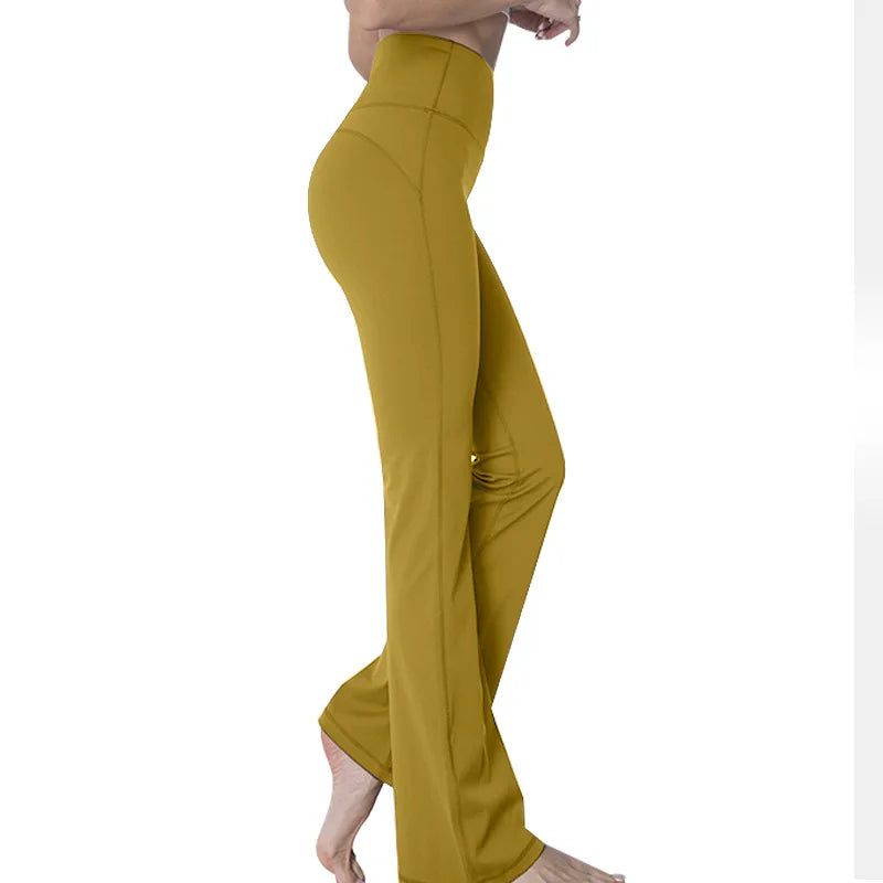 Women's Loose High Waist Yoga Bell Bottoms for Women's Fitness and High Elasticity Outdoor Yoga Pants.