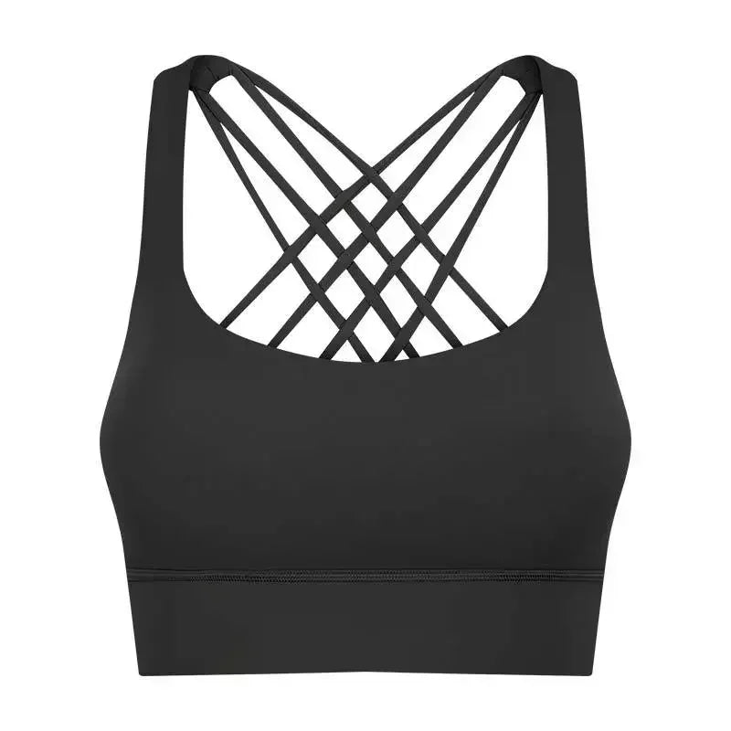 New Fitness Sports Bra Women's High-strength Cross-back Shock-proof Gathered Sports Bra