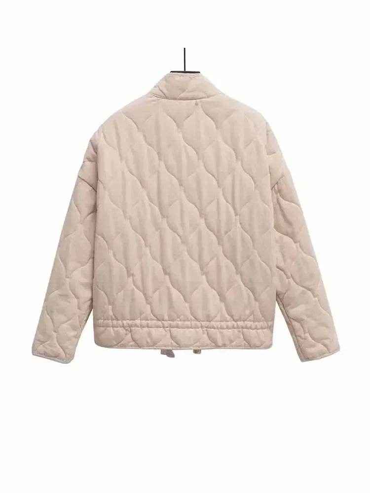 Women's 2024 New Fashion Large Pocket Decoration Loose Warm Washed Cotton Coat Retro Long Sleeve Zipper Women's Coat