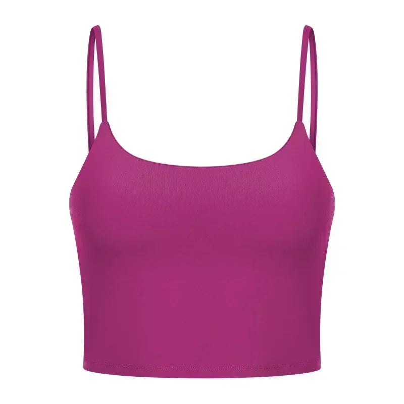 Summer New Sports Yoga Vest Women With Chest Pad Thin Belt Back Fitness Top Sling Yoga Clothes.
