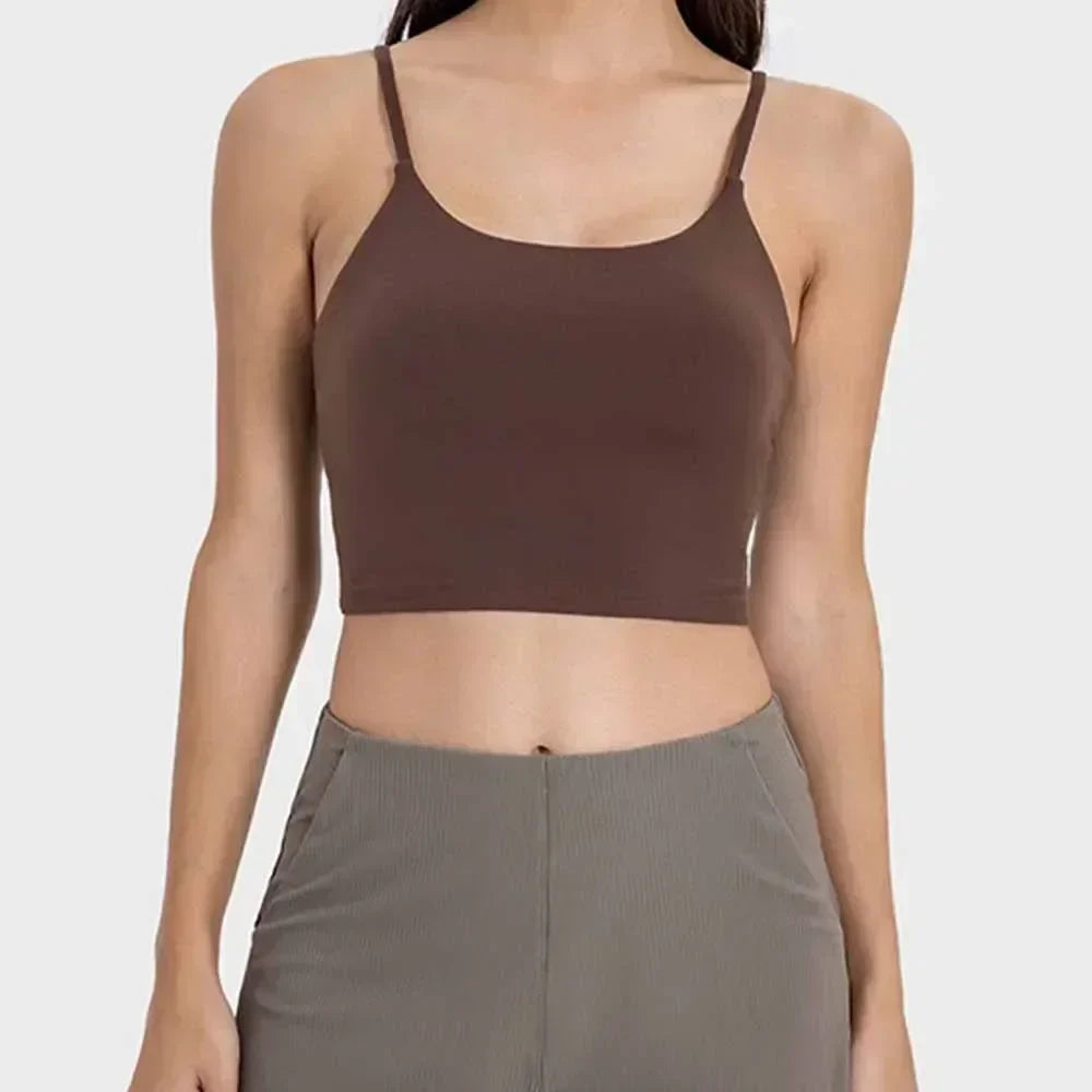 Summer New Sports Yoga Vest Women With Chest Pad Thin Belt Back Fitness Top Sling Yoga Clothes.