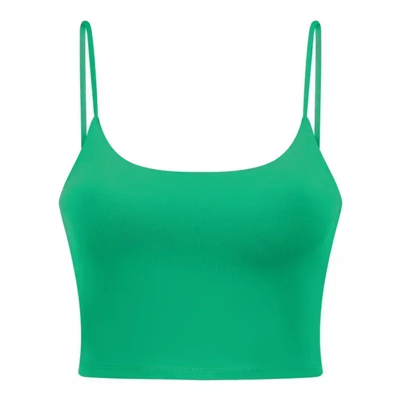 Summer New Sports Yoga Vest Women With Chest Pad Thin Belt Back Fitness Top Sling Yoga Clothes.