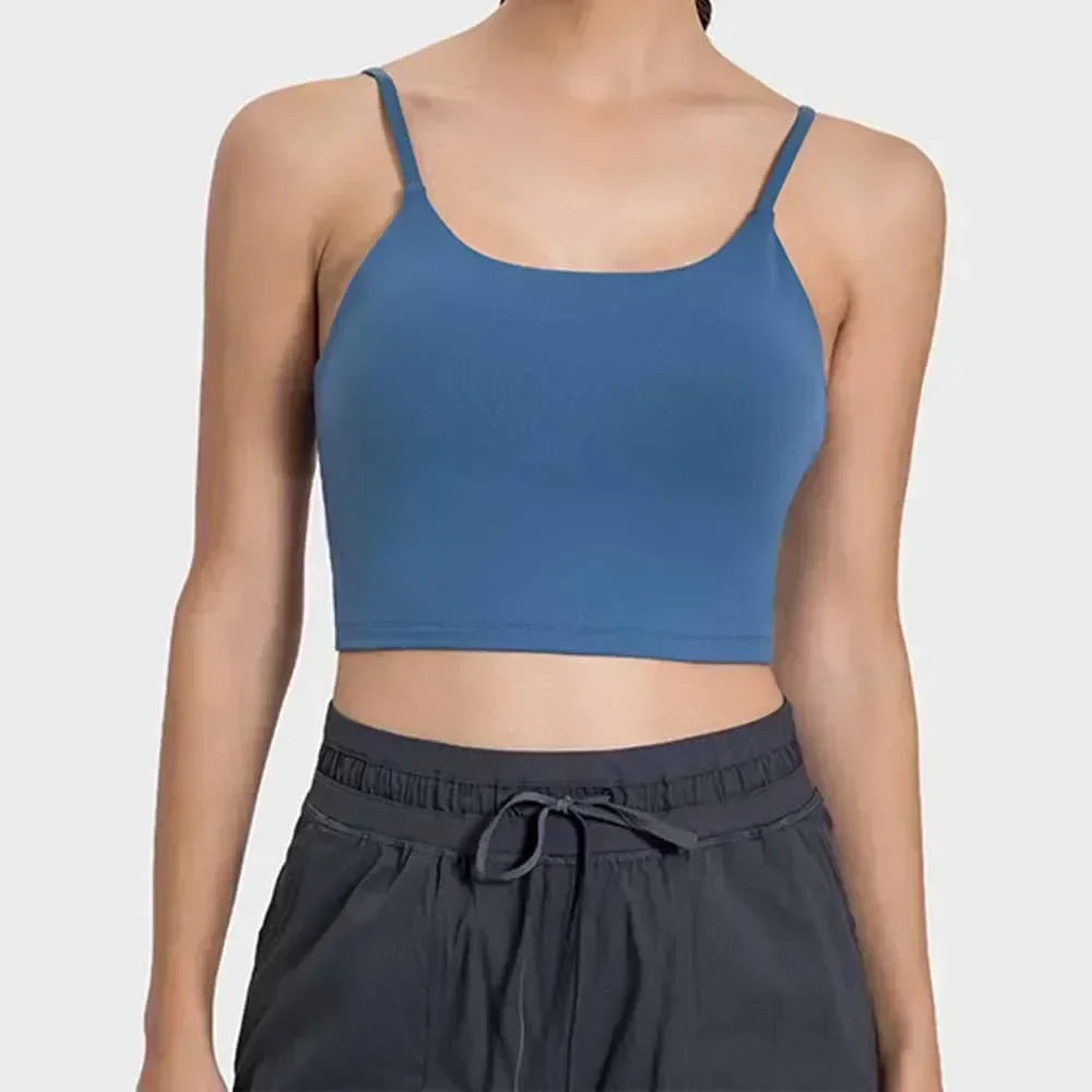 Summer New Sports Yoga Vest Women With Chest Pad Thin Belt Back Fitness Top Sling Yoga Clothes.