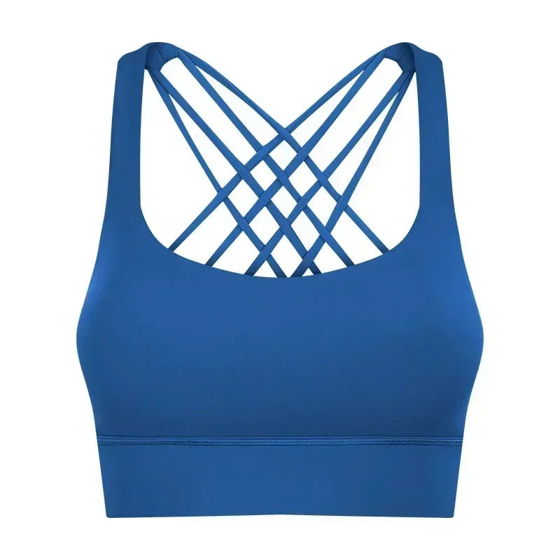 New Fitness Sports Bra Women's High-strength Cross-back Shock-proof Gathered Sports Bra