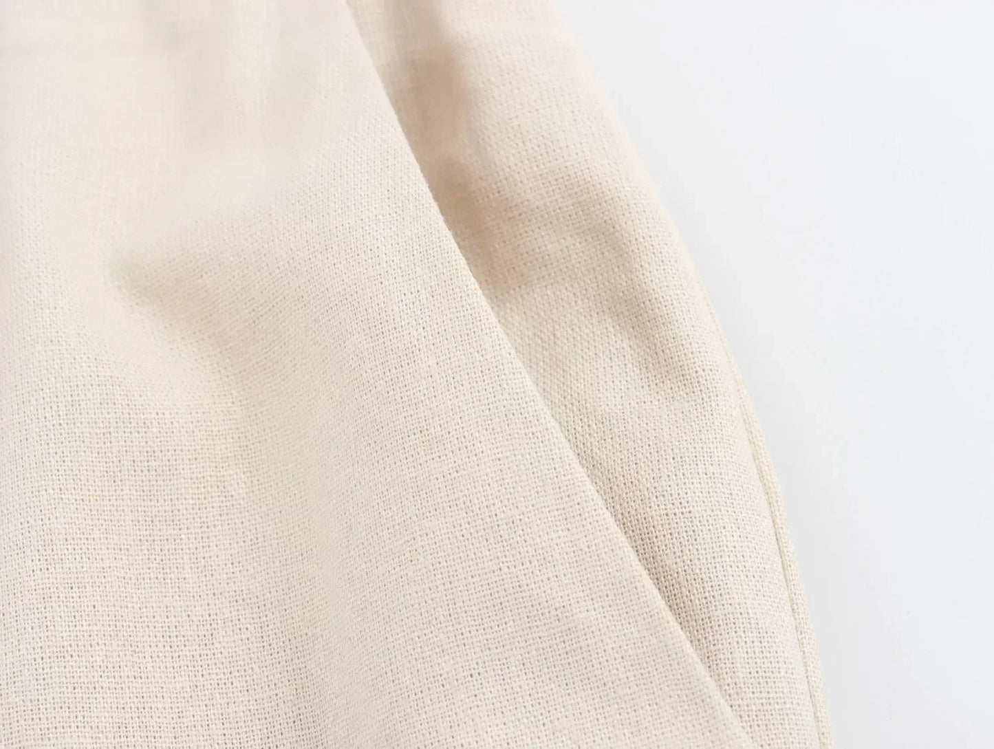 Women's New Fashion Loose Side Pocket Linen Blended Straight Leg Casual Pants Retro Elastic Waist Drawstring Women's Pants