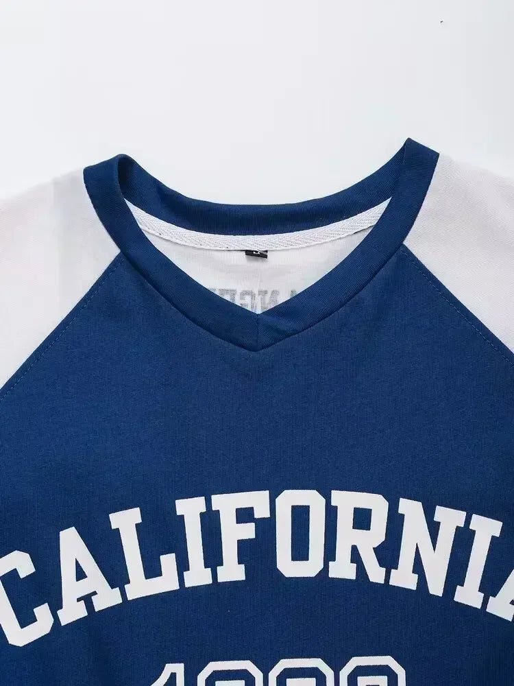 Women's 2024 New Fashion Print Letter Decoration Loose Short sleeved Tshirt Retro Casual O Neck Tee Shirt Tops Mujer