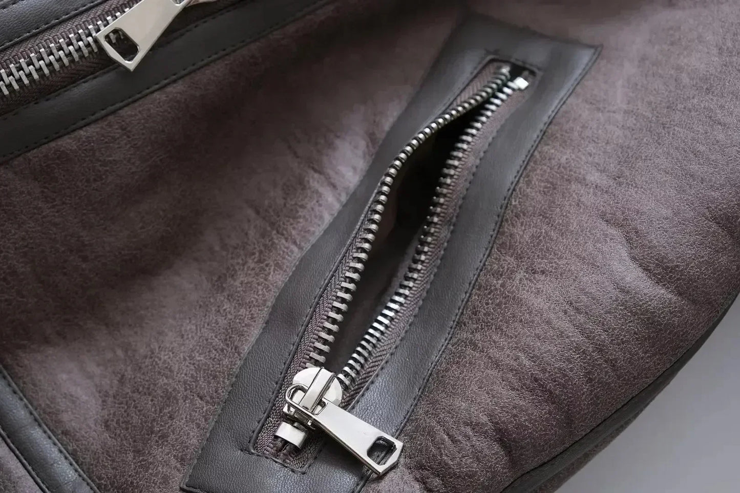 Women New Fashion Thick Warm Heavy Industry Fur Faux Leather Jacket Coat Vintage Long Sleeve Zipper Female Outerwear Chic Tops