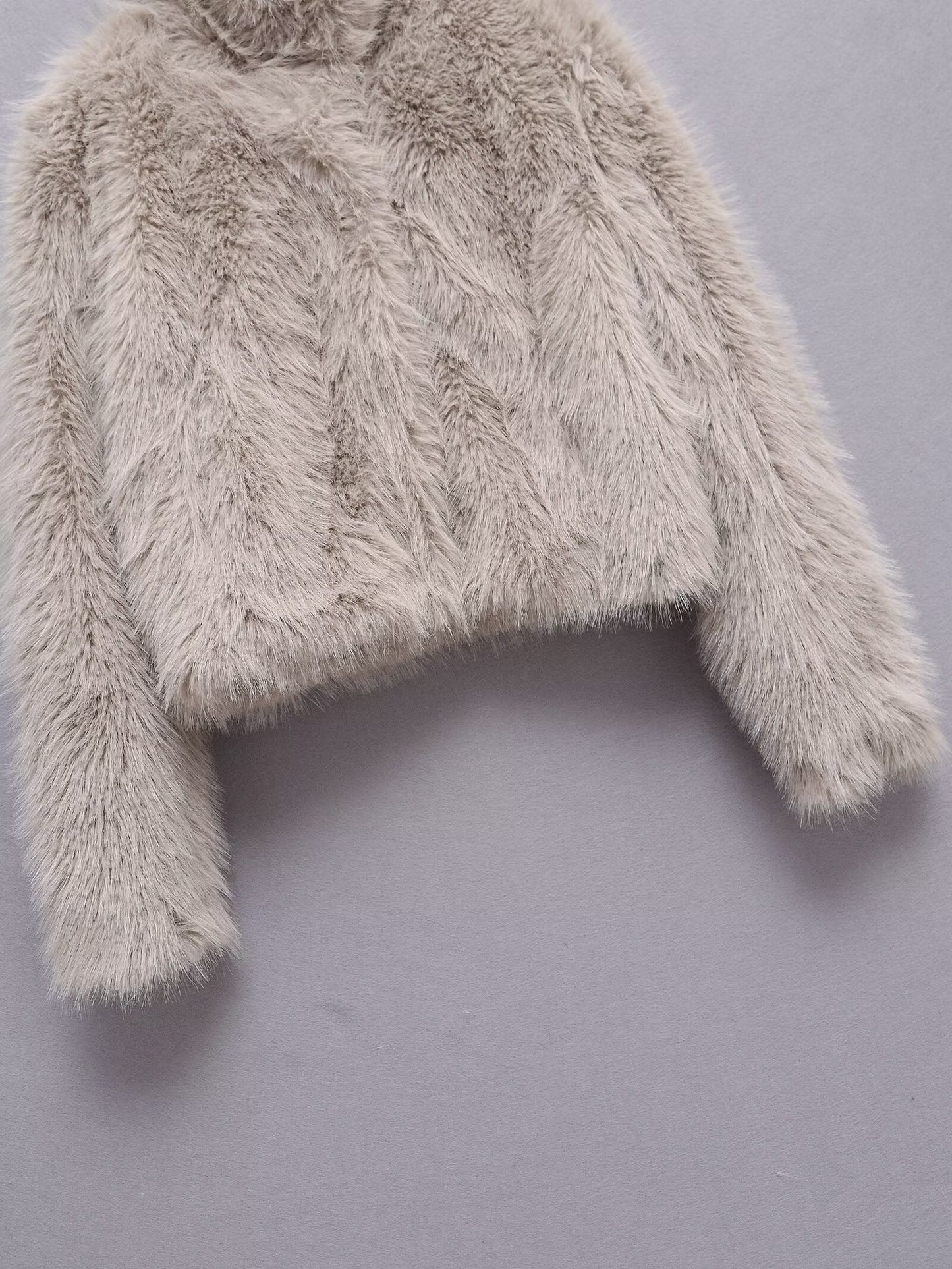 Women's faux fur effect short stand collar Coat
