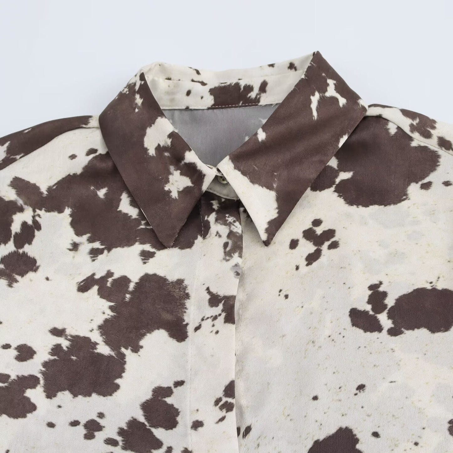 Women's new fashion loose animal print shirt casual single breasted lapel shirt retro long sleeved women's shirt chic top+skirt women's suit