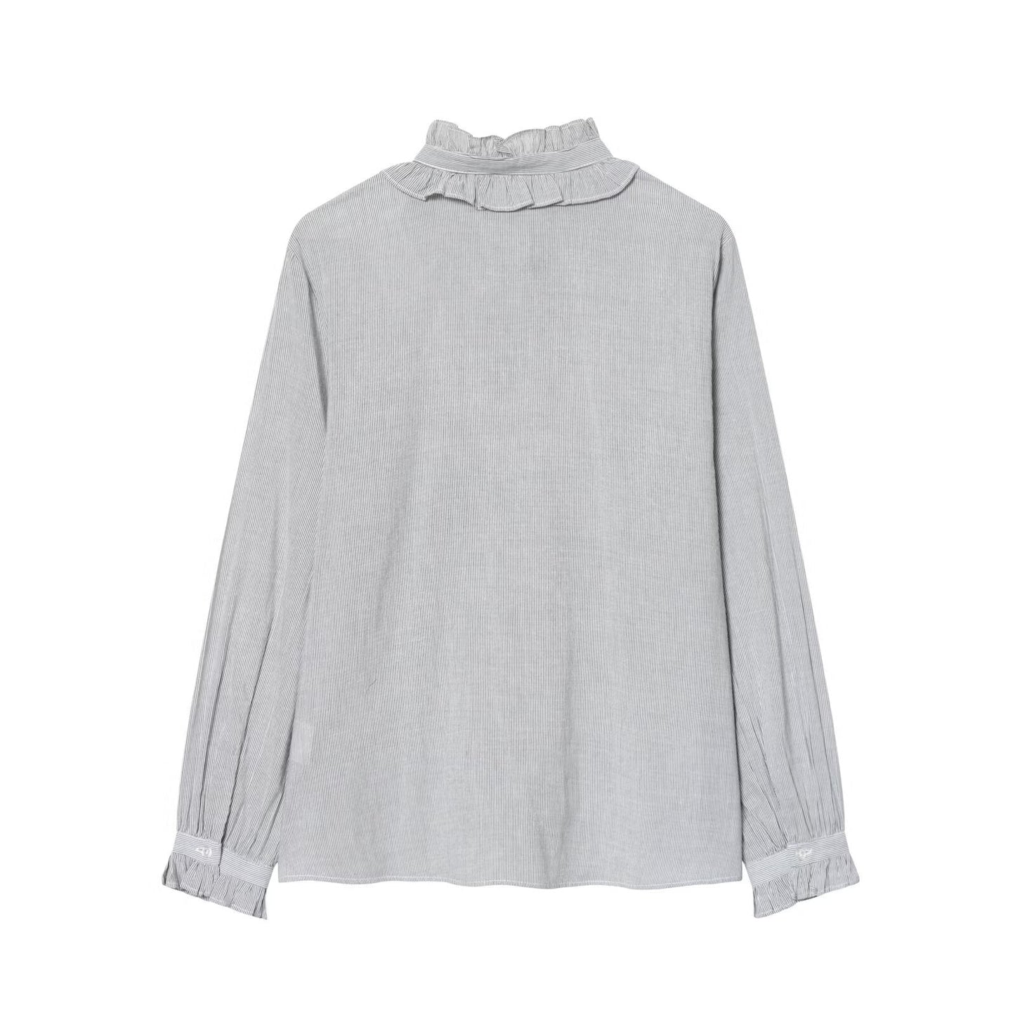 Women's bow decoration long sleeved striped top