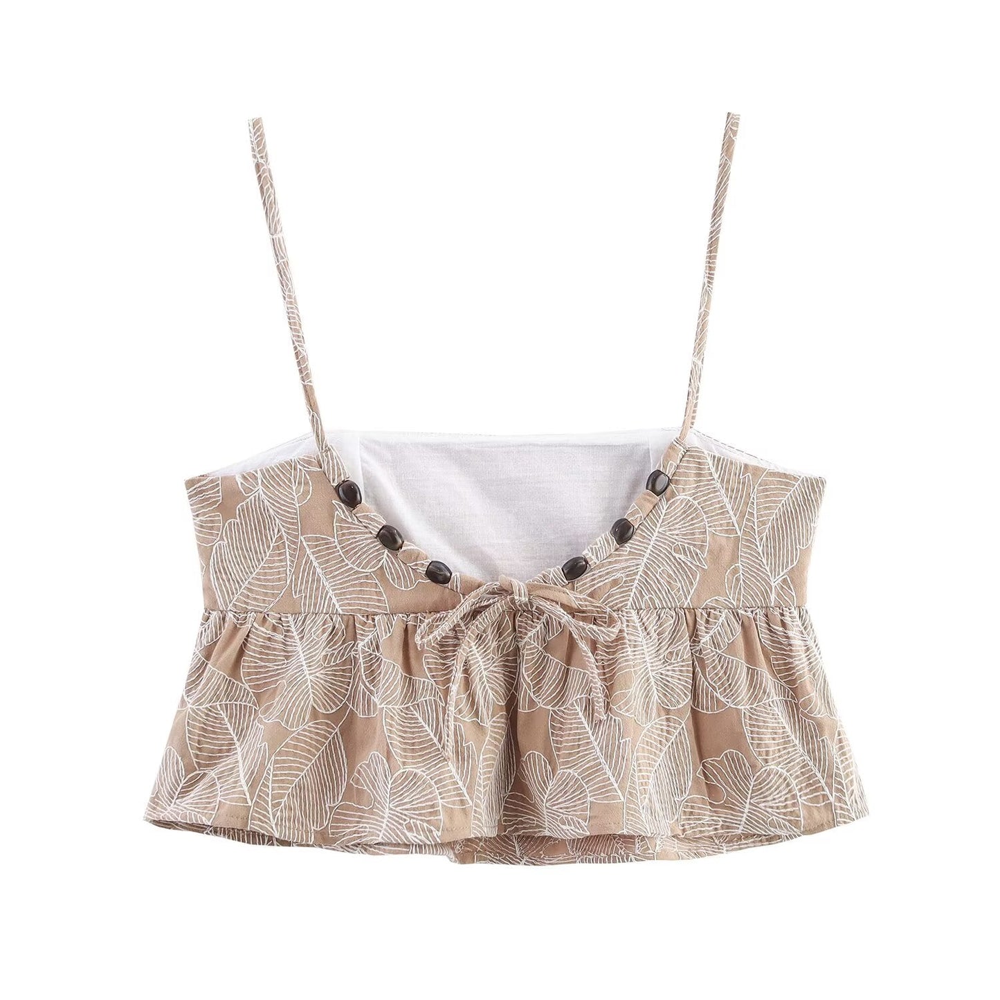 Women's Summer fashion short embroidered suspender top+Pants suit